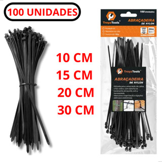 Kit 100 Abraçadeira de Nylon Cinta Plástica Enforca Gato Branco Preto 10cm 15cm 20cm 25cm…
