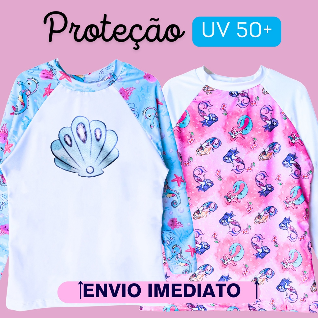 Camiseta infantil com proteção UV - Solar - Meninos e Meninas
