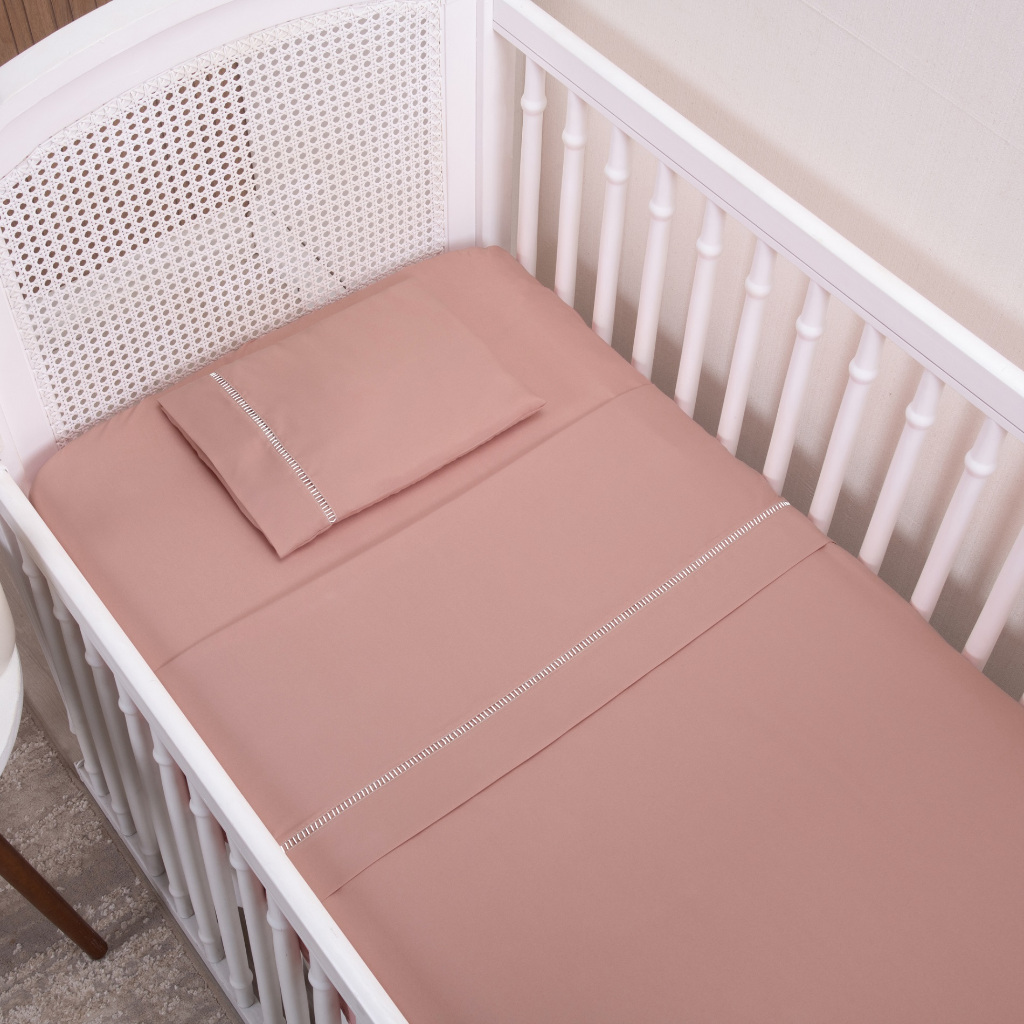 JG LENÇOL BERÇO 3 PÇS PADRÃO AMERICANO PONTO PALITO MICROPERCALL 200 FIOS LUXO