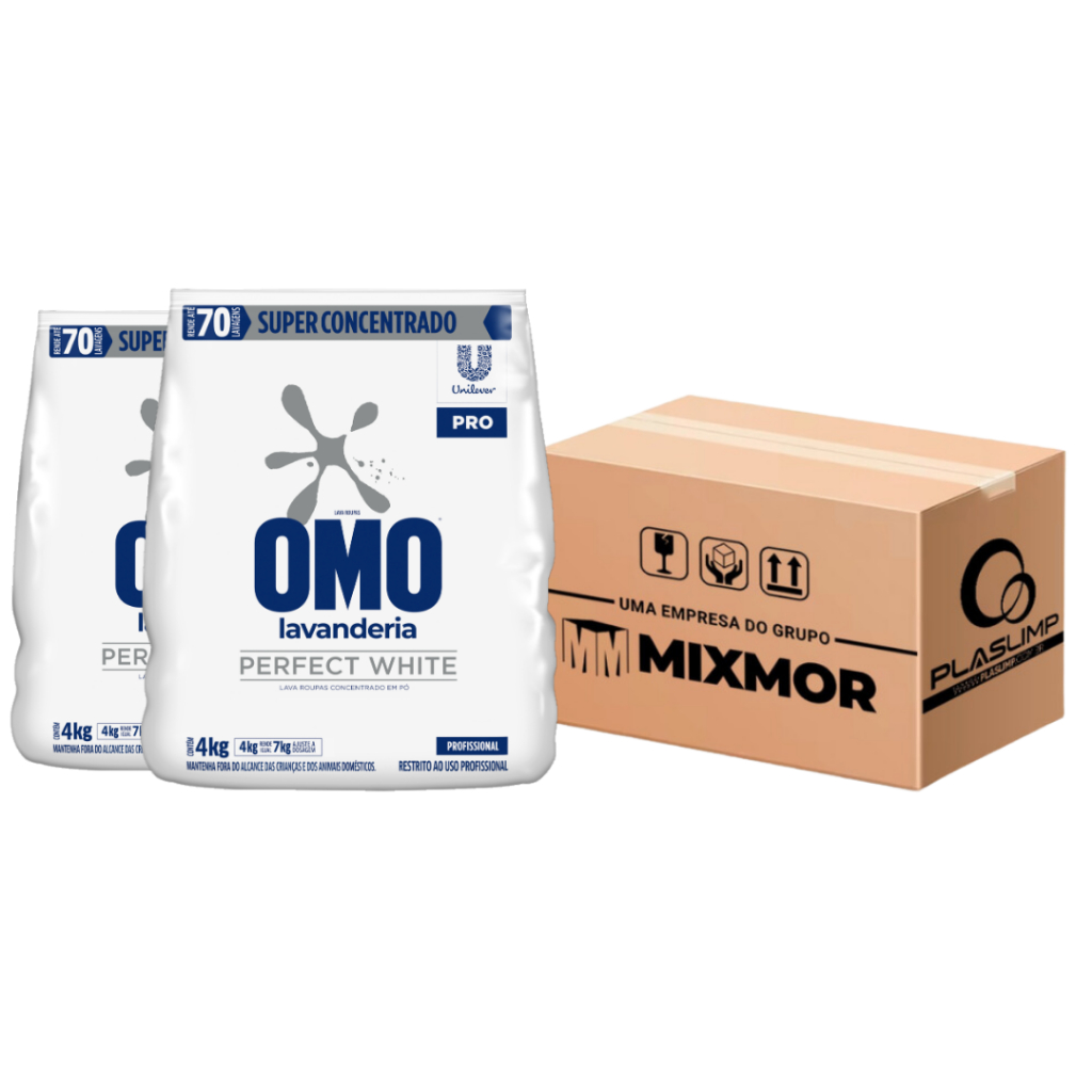 Kit 2 Lava Roupas em Pó Omo Perfect White 4kg