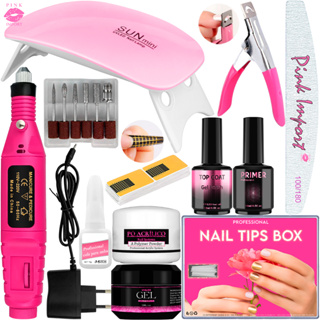 Kit Manicure Iniciante Completo Gel De Unhas Cabine Estufa Sun Mini + Lixadeira Eletrica de Unhas em Oferta na Shopee