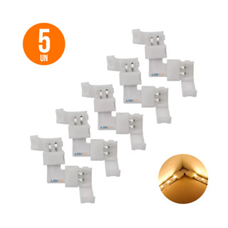 Kit 5 Conector L Emenda Rápida 8mm 2 Vias Fita Led Ip20 3528 em Oferta na Shopee