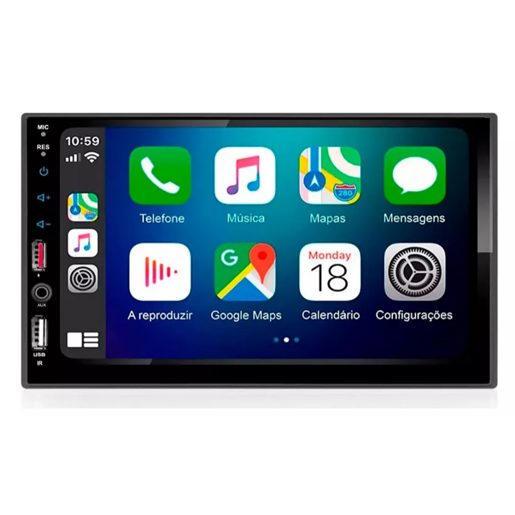 Carplay Android Auto Sem Fio Rádio Automóvel Multimídia 7 Pol Car play Automotivo Midia Mp5