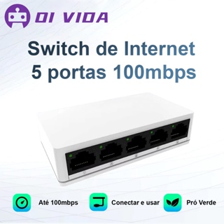 Mini Roteador Switch de Rede 5 Portas Gigabit 10/100mbps LAN RJ-45 Alta Velocidade Sem Configuração em Oferta na Shopee