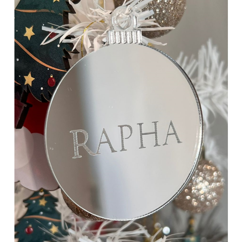 Kit 2 un Bola Bolinha natal personalizada com nome Estrelas escrita Feliz Natal decoração