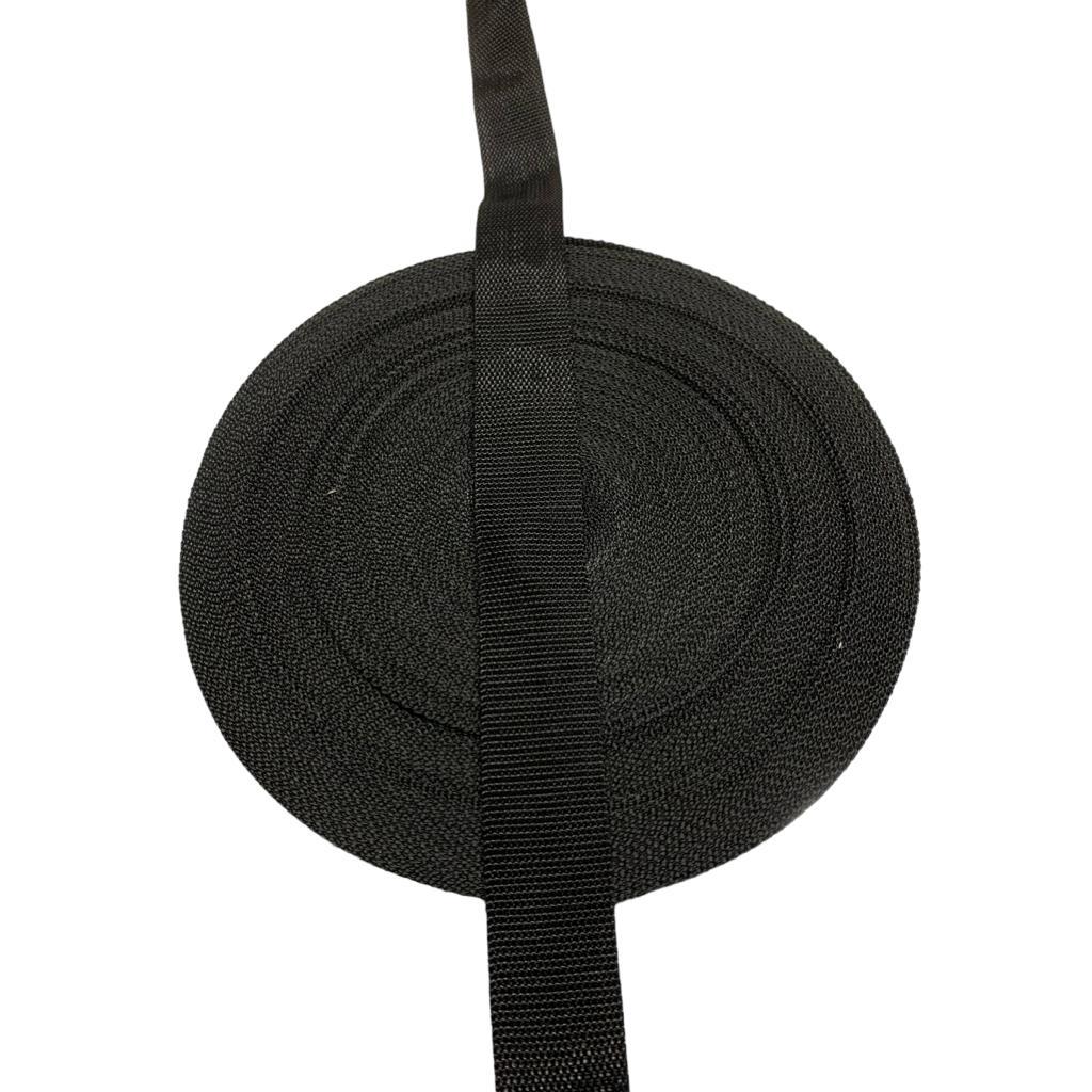50 Metros Rolo Fita CA FIRME 30mm  - Alça Mochila Reforçada Resistente PRETO