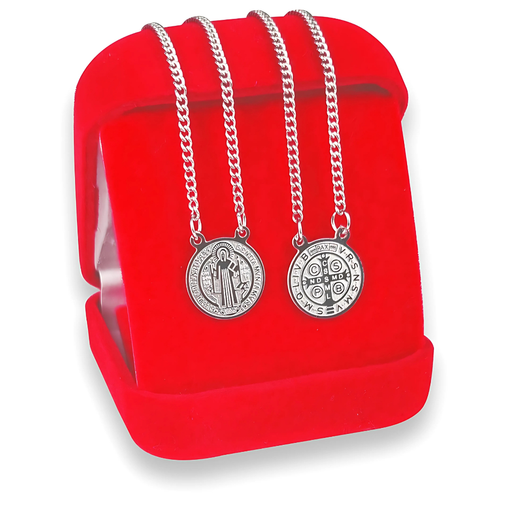 Escapulário Correntinha Cruz  São Bento 316L  Prata Masculino Feminino