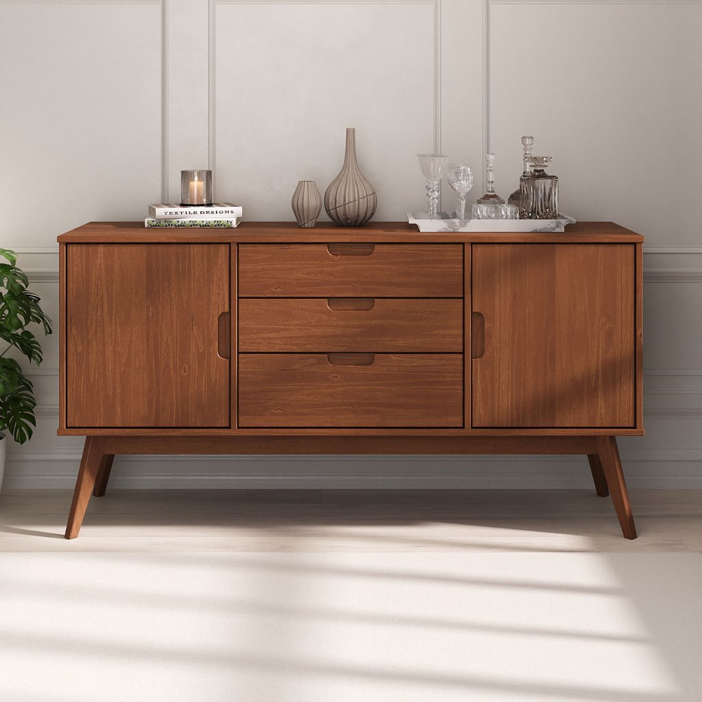 Balcao Aparador Buffet Madeira 2 Portas 3 Gavetas Tivoli em Oferta na Shopee