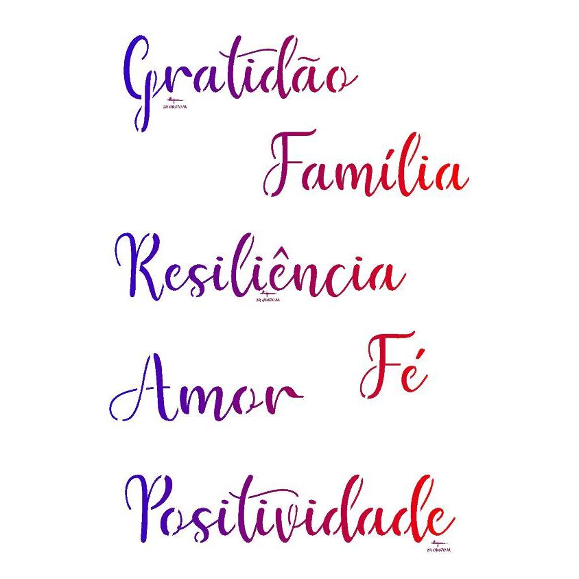Molde Stencil Palavras Positivas Gratidão Família Fé para Pinturas