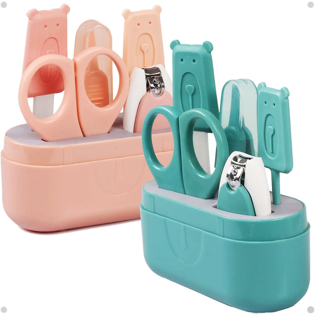 Kit Manicure Cuidados Bebê Recém Nascido Higiene Tesoura Cortador Lixa Unha Kit Higiene