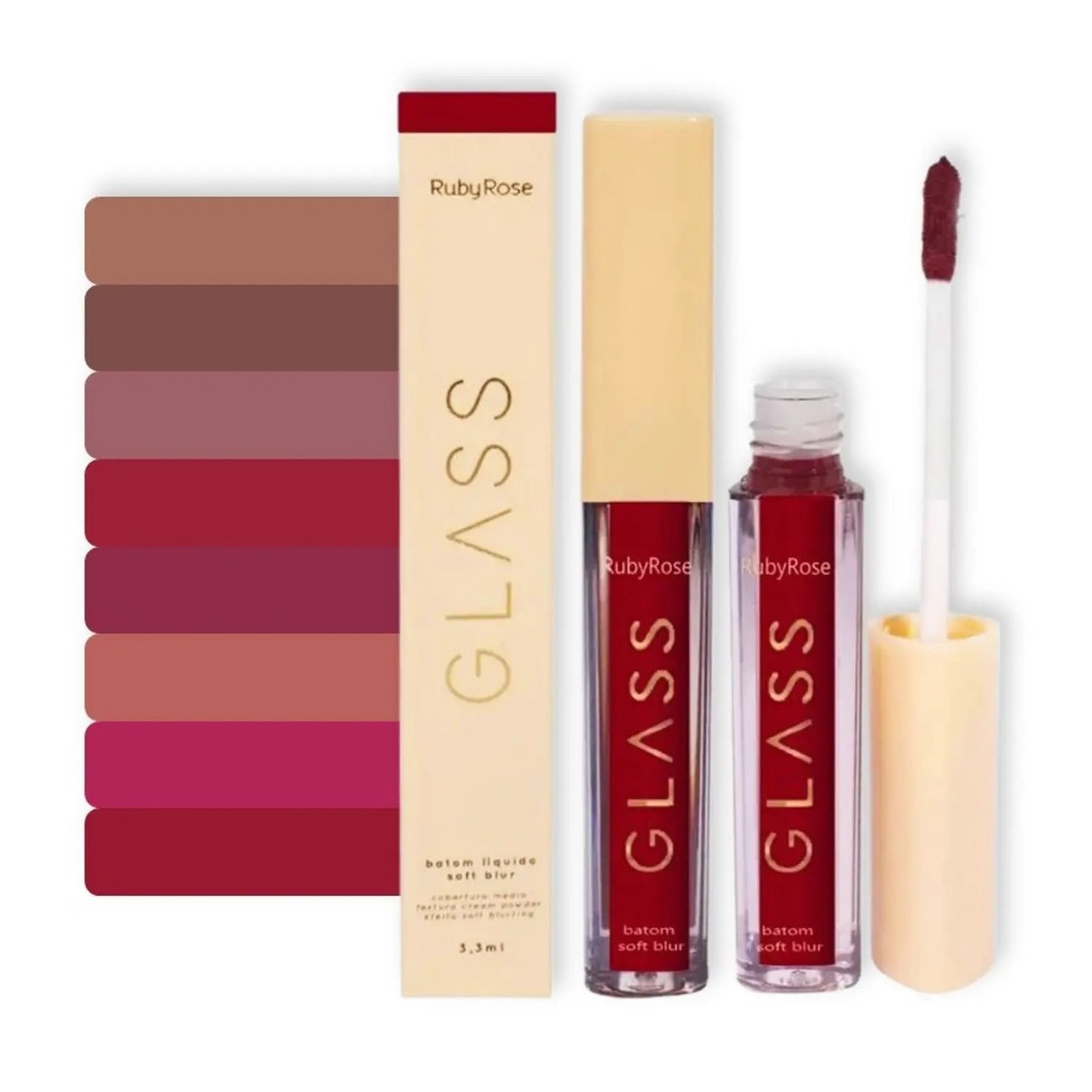 Batom Líquido Ruby Rose Glass Soft Blur - 3,3ml Ruby Rose