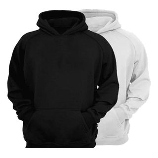 Kit 2 Moletom Canguru Unissex Com Capuz Algodão Flanelado Liso Sem Estampa Feminino Masculino frio