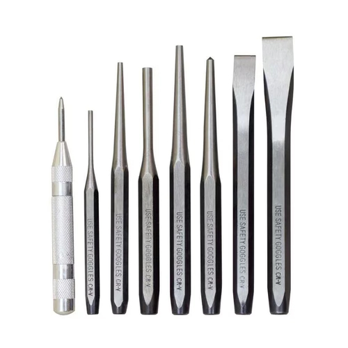 Kit Talhadeiras E Punção Com 8 Peças Ferramenta Oficina Eletricista Mecânico