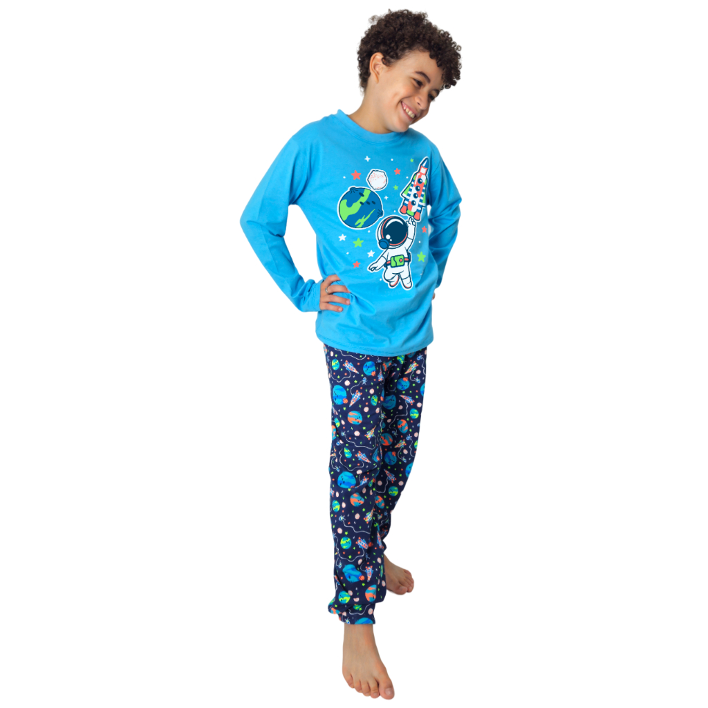 Pijama Infantil Menino  Brilha no escuro  - 100% Algodão   - Tamanho do 1 ao 12 _ REF: 675/675A/675B