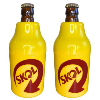 Kit 2 Porta Lata Suporte De Cerveja 350ml Skol Litrinho Long Neck Termico em Oferta na Shopee
