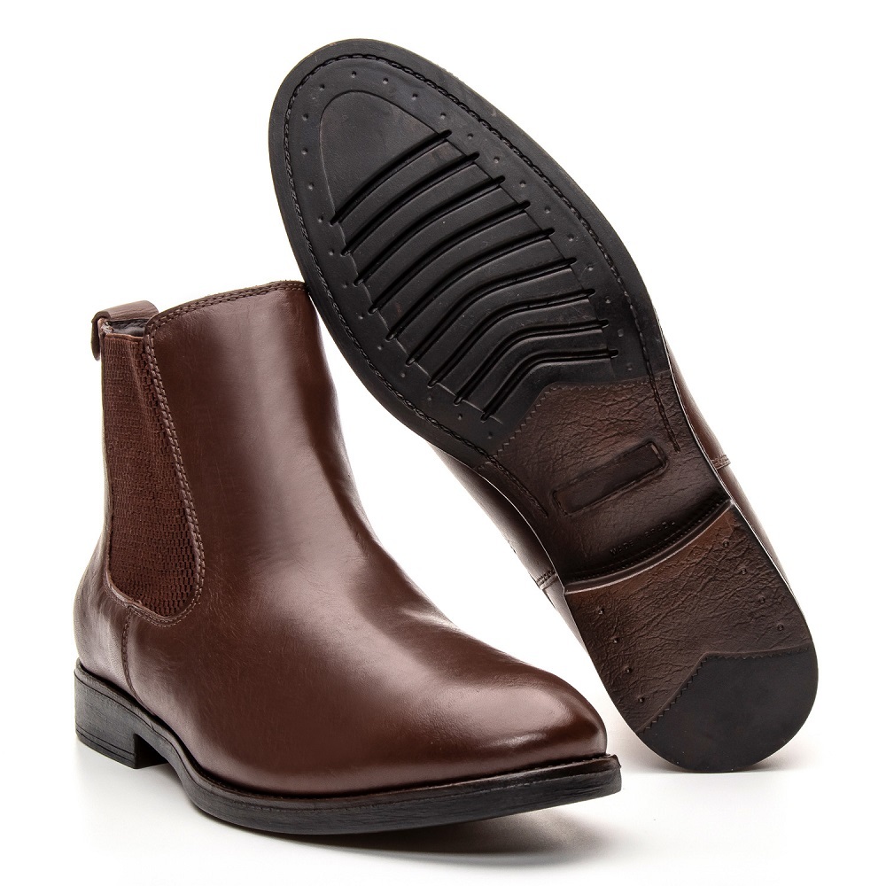 Bota Botina Chelsea Country Masculina Couro Legitimo Montaria Tradicional Marrom