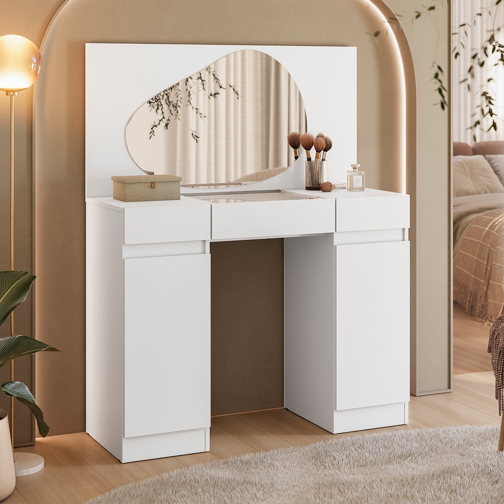 Penteadeira Camarim Organic Com Espelho Prateleira e Gaveta em Oferta na Shopee