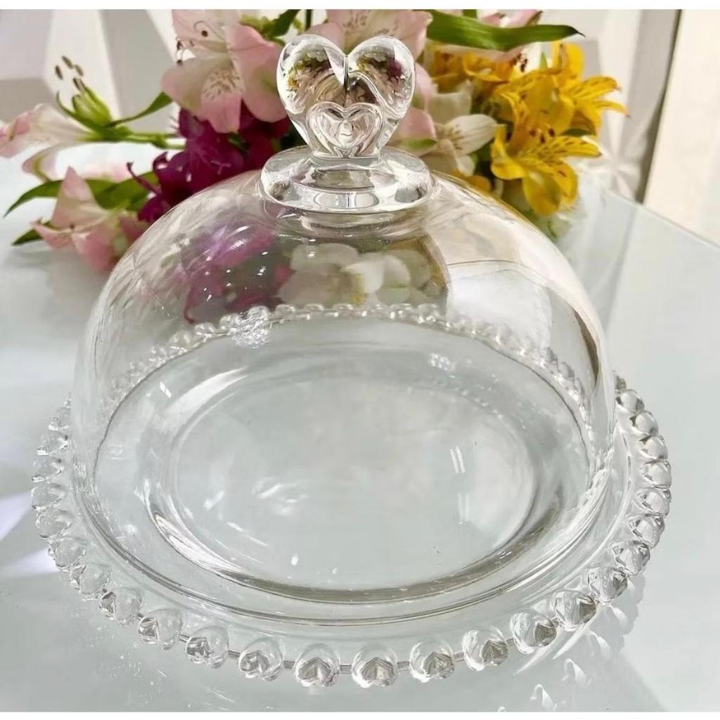 LYOR QUEIJEIRA DE CRISTAL COM TAMPA CORAÇÃO 19,5CM X 13CM