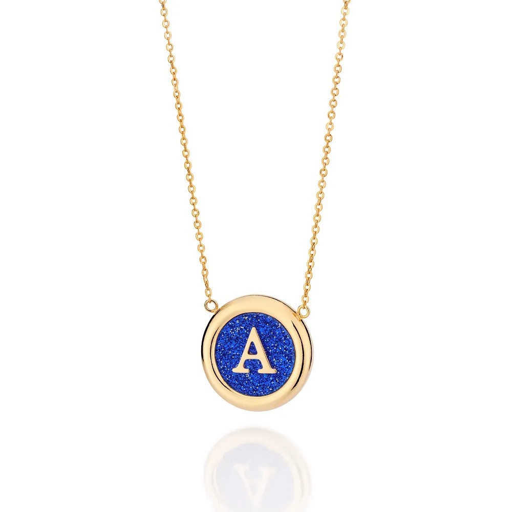 Gargantilha Corrente Rommanel Banhado Ouro 18k Feminino Pingente Letra Inicial Nome Redondo 53248