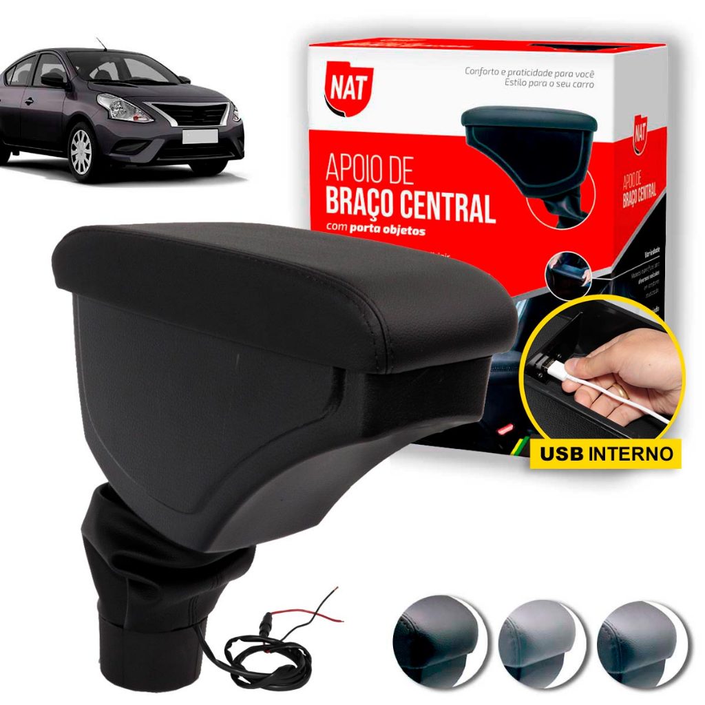 Apoio de Braço Versa Ano 2012 Até 2020 C/ Usb em Oferta na Shopee