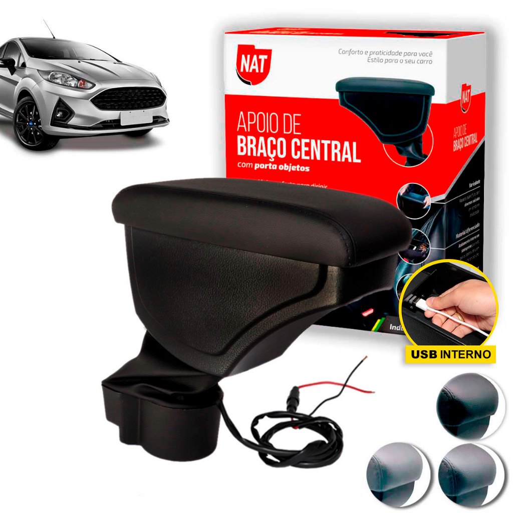 Apoio de Braço Fiesta Mexicano 2011 Até 2013 C/ Usb em Oferta na Shopee