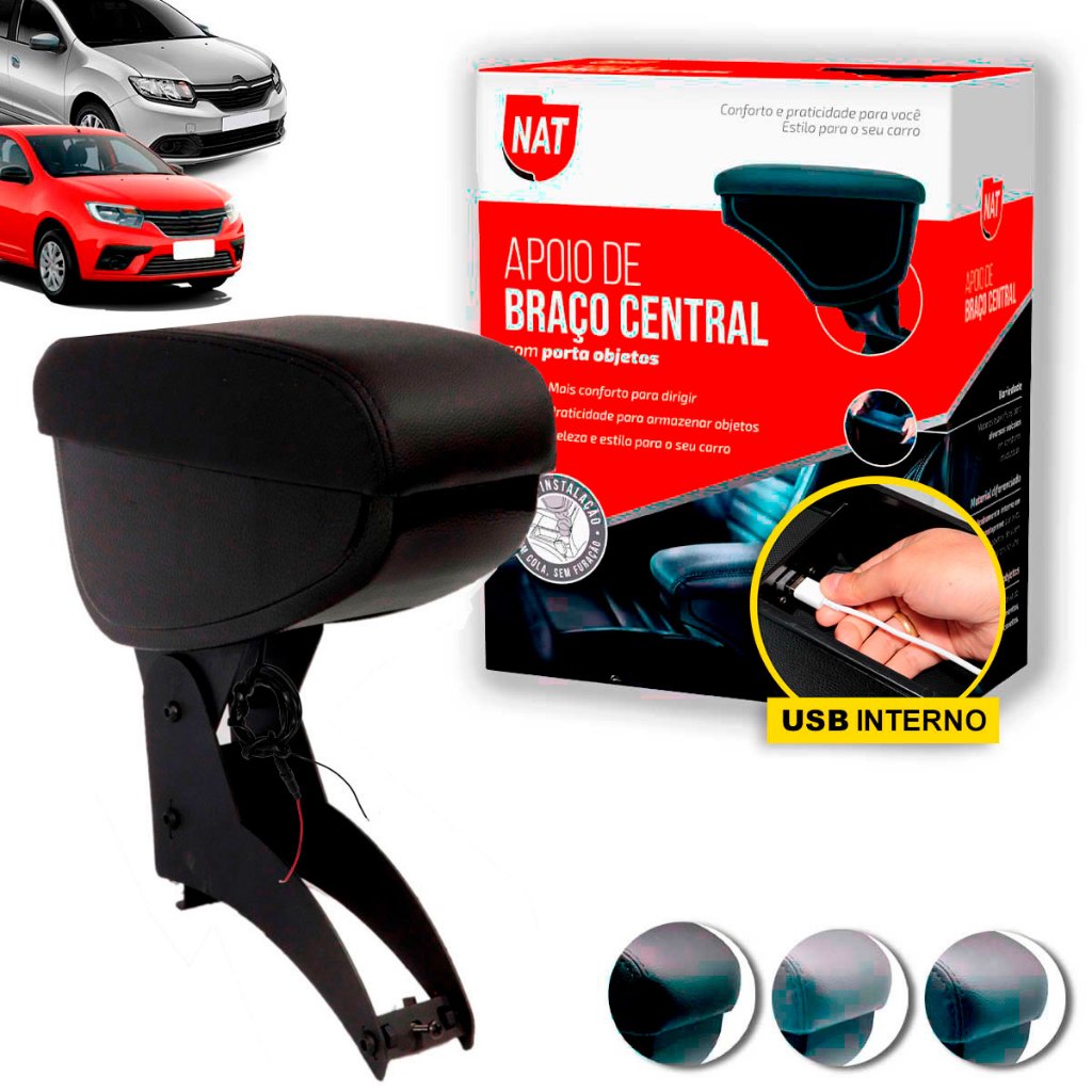 Apoio de Braço Logan E Sandero 2007 Até 2023 C/ Usb em Oferta na Shopee