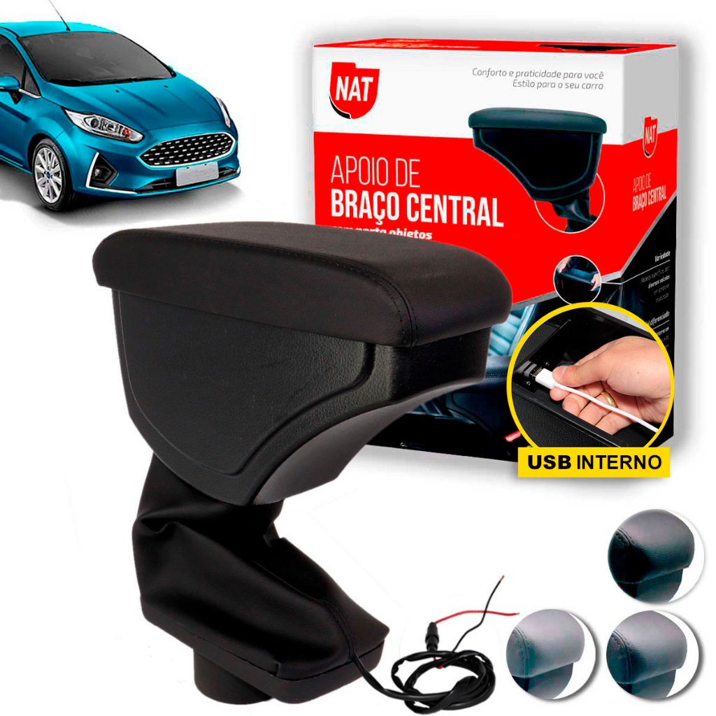 Apoio de Braço Fiesta Nacional 2013 Até 2019 C/ Usb em Oferta na Shopee