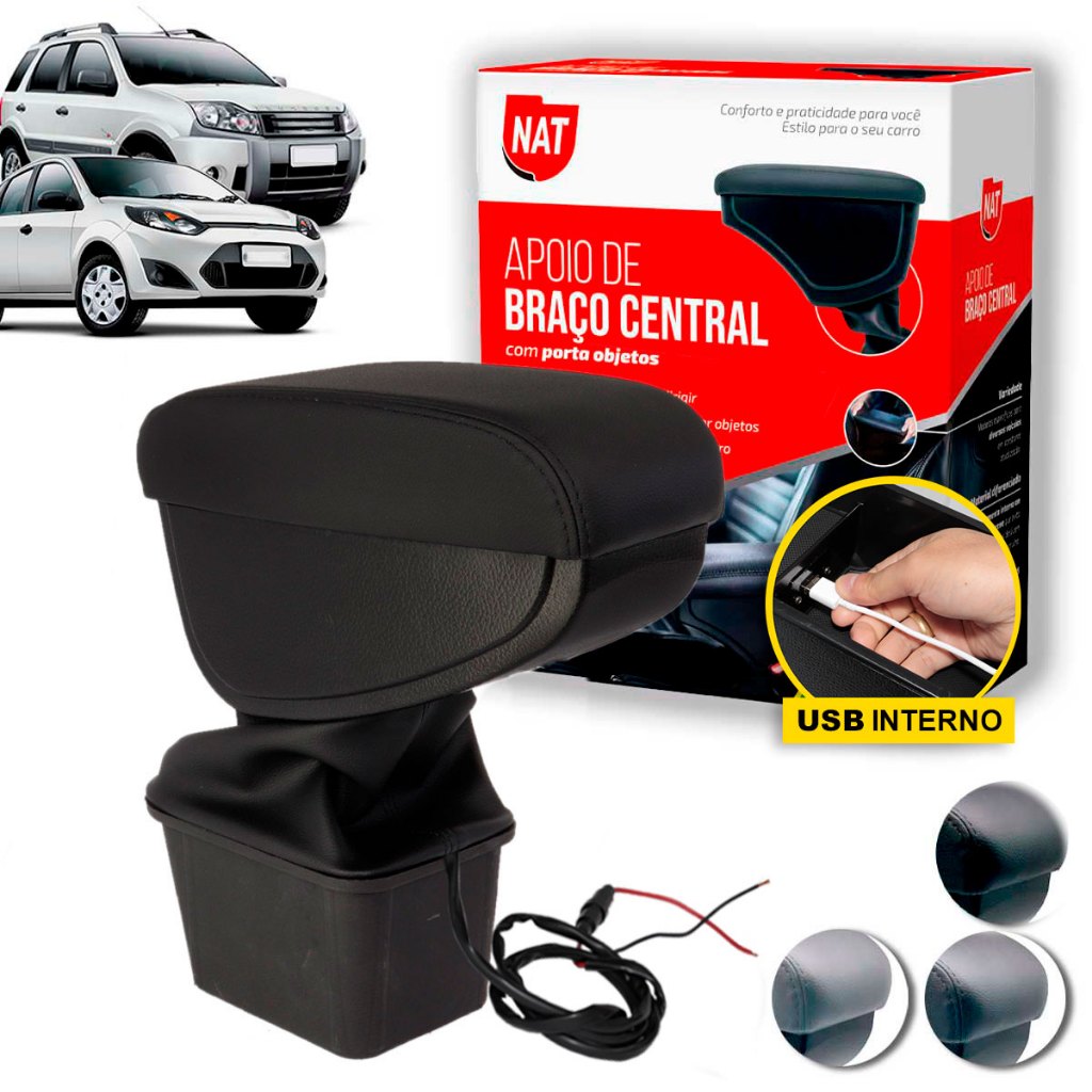 Apoio de Braço Fiesta E Ecosport  2003 Até 2010 C/ Usb em Oferta na Shopee