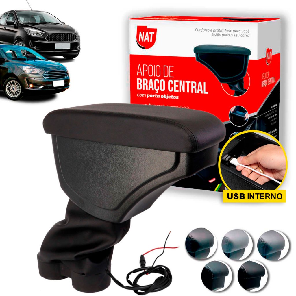 Apoio de Braço Ka E Ka+ 2015 Até 2021 C/ Usb em Oferta na Shopee