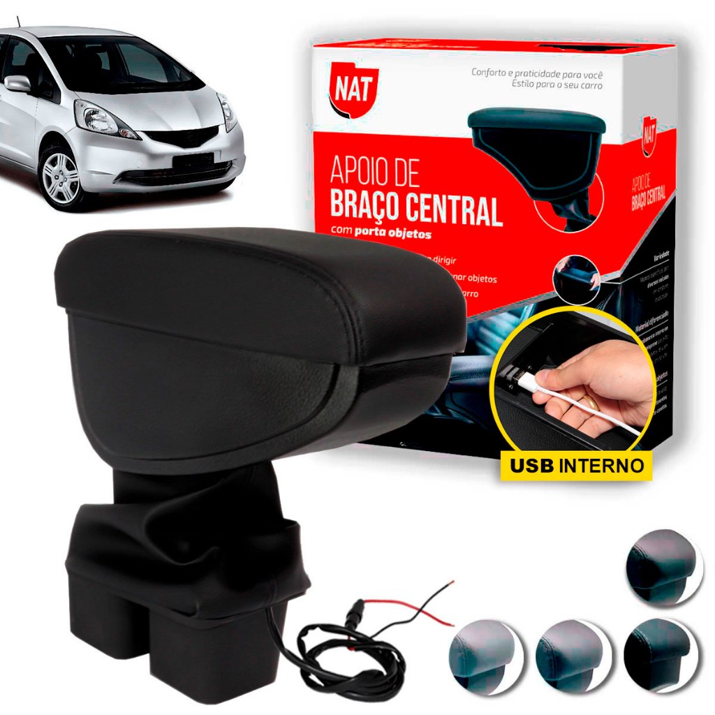 Apoio de Braço Fit 2009 Até 2014 C/ Usb em Oferta na Shopee