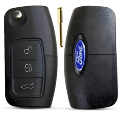 Carcaça Chave Canivete Adaptação 3 Botões Fiesta Focus Mondeo Ka 1999 A 2012 Lâmina e Emblema