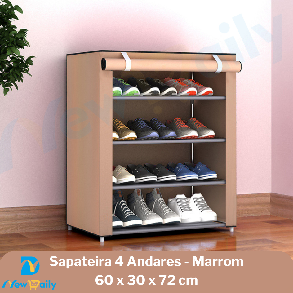 Sapateira Para Calçados 4 Andar Para 12 Pares De Sapatos Organizador Desmontável. BC-124 em Oferta na Shopee