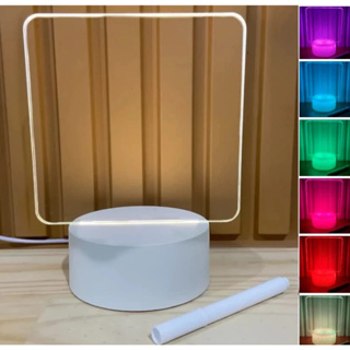 Luminária de Mesa 3D com Tela para Escrever Abajur Luminárias Lousa Mensagens - Base Preta/Branco em Oferta na Shopee