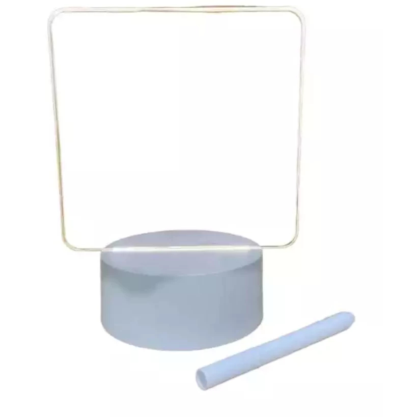 Luminária de Mesa 3D com Tela para Escrever Abajur Luminárias Lousa Mensagens - Base Preta/Branco