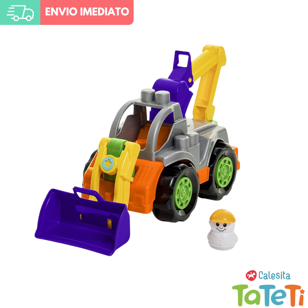 Brinquedo Infantil Trator Escavadeira Caminhão Articulado Rodadinhos Blocks Trator Calesita Tateti