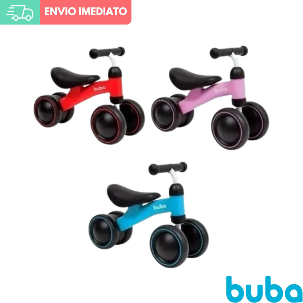 Bicicleta De Equilíbrio Buba 4 Rodas Bebê Sem Pedal Infantil