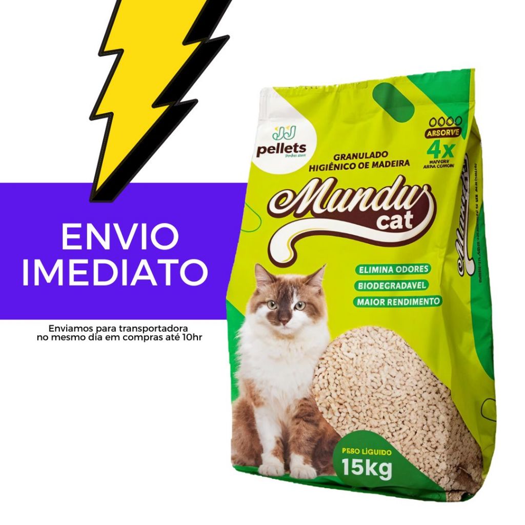 Granulado de madeira p/Gatos Coelhos e roedores saco de 10kg e 15kg - Envio Imediato