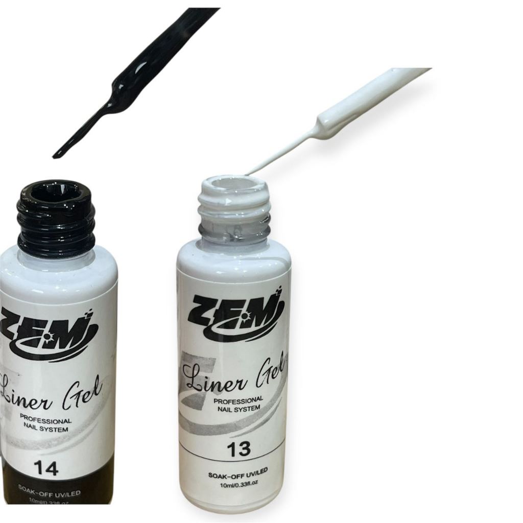 Kit 2 Esmalte Decoração Gel Led/Uv Pincel Ponta Fina-zem 10ml
