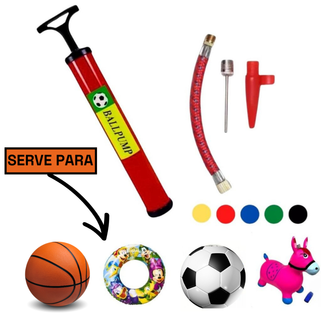 Bomba de Ar Para Encher Bola de Futebol Vôlei Basquete Bico Para Encher Balões Infláveis Boia Colete