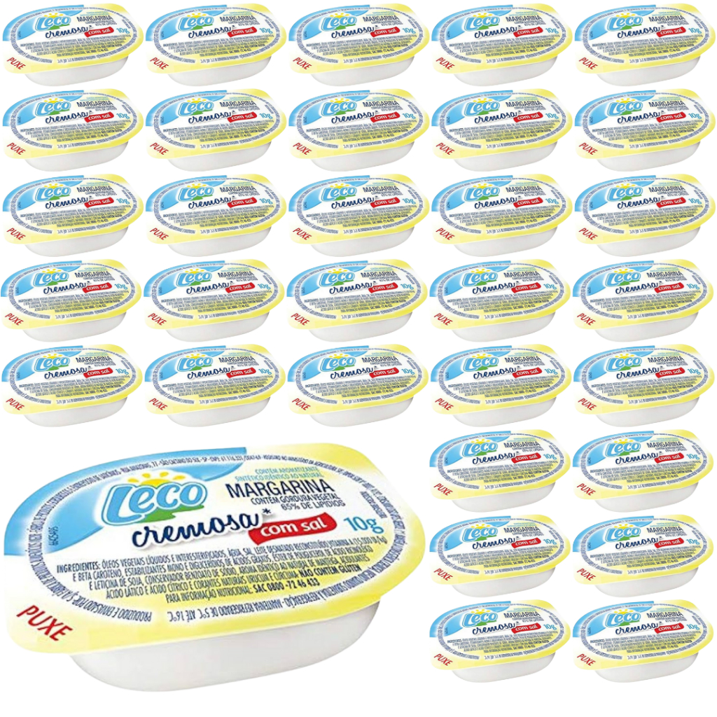 Kit Margarina Leco Cremosa Vigor Em Sachê Blister De 10g Para Hotel e Pousada