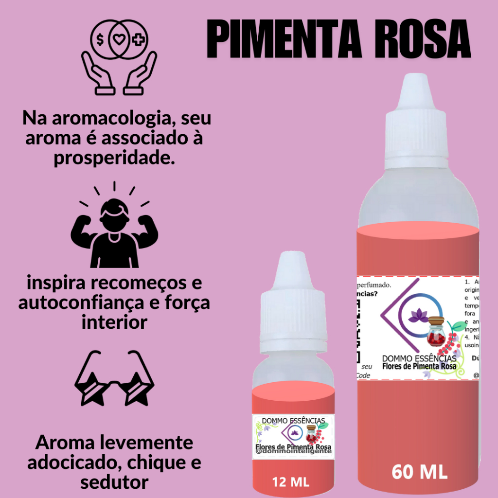 PIMENTA ROSA - Essência 12ML 60ML CONCENTRADA para Sabonete Umidificador Home Spray e Desinfetante