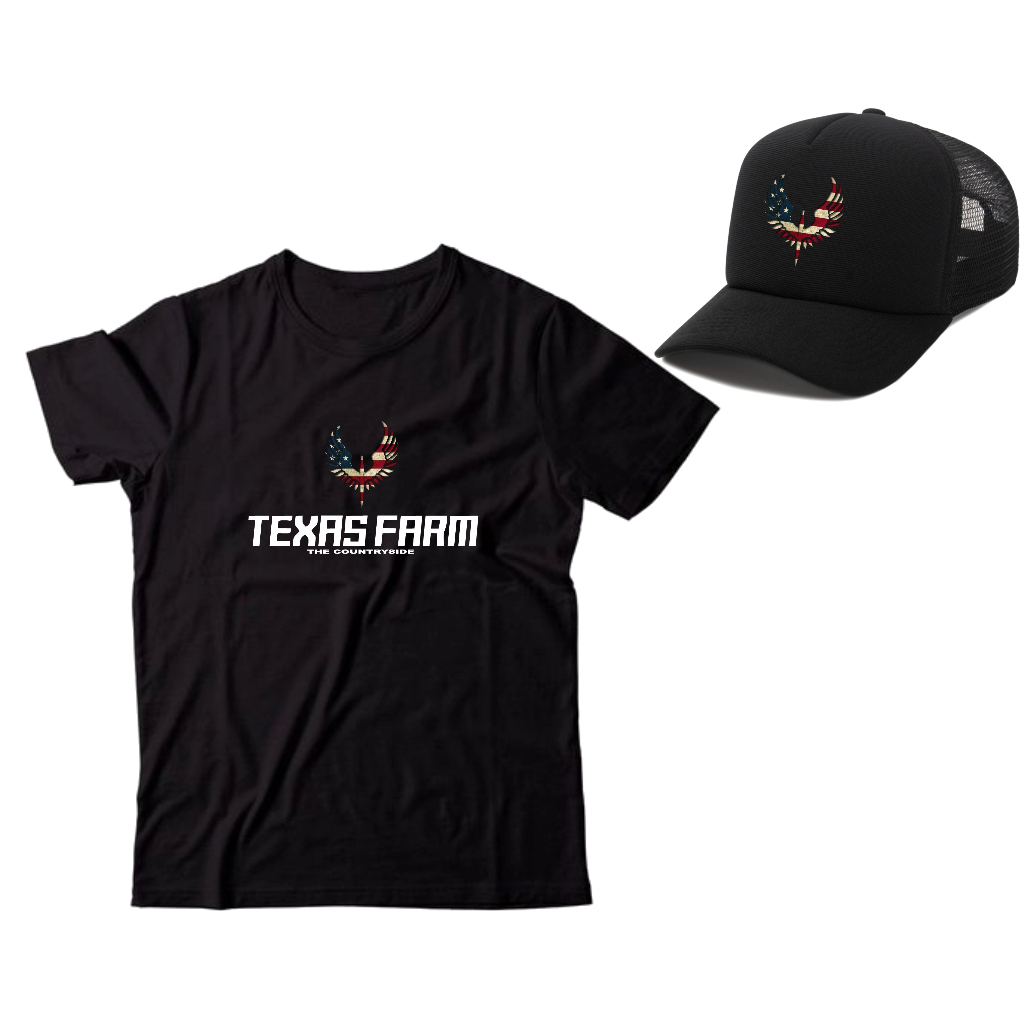 Kit Camiseta + Boné Country Texas Farm EUA Lançamento