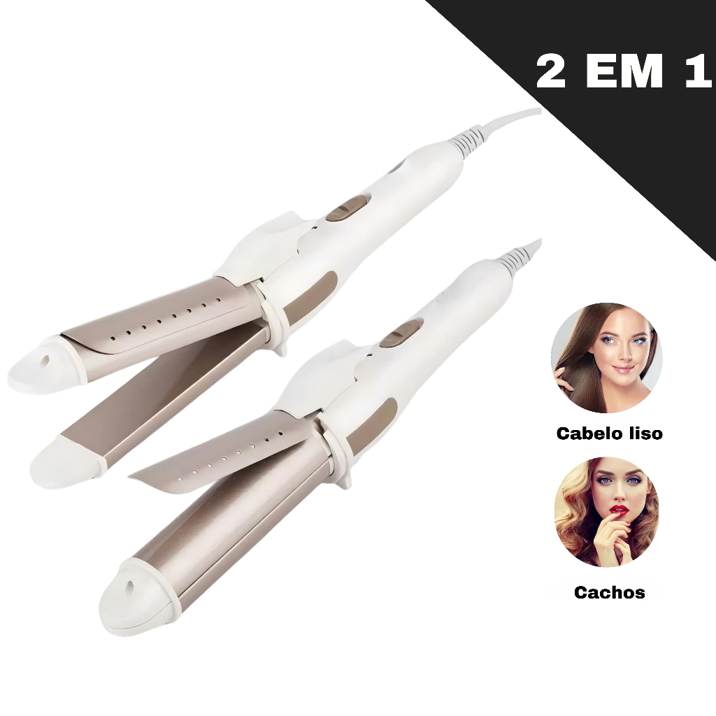Modelador De Cachos E Chapinha 2 Em 1 Mini Alisador Profissional Bivolt