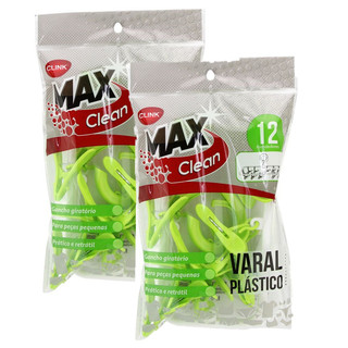 KIT 2 VARAIS DE PLASTICO RETANGULARES MULTIUSO COM 12 PRENDEDORES