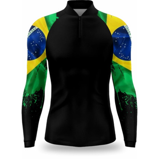 Camiseta Camisa Pesca Proteção Preta Manga Brasil Uvb50+ em Oferta na Shopee