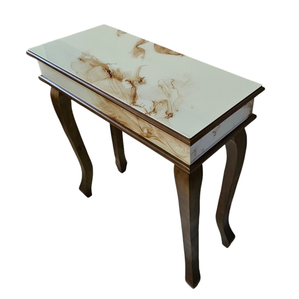 BUFFET Aparador Decorações 80x35 de MDF revestido com Vidro pintado  para sala de estar Pés luiz vx Madeira Maciça