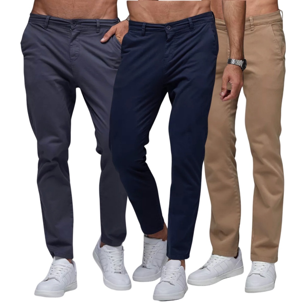 Kit 3 Calça Alfaiataria Masculino Slim Fit Calça Sarja Masculina Premium Calça Jeans Masculina Sarja