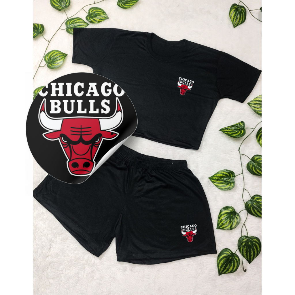Conjunto Feminino Chicago Bul Blusa Cropped + Short Estampada  Roupa Feminina Kit academia