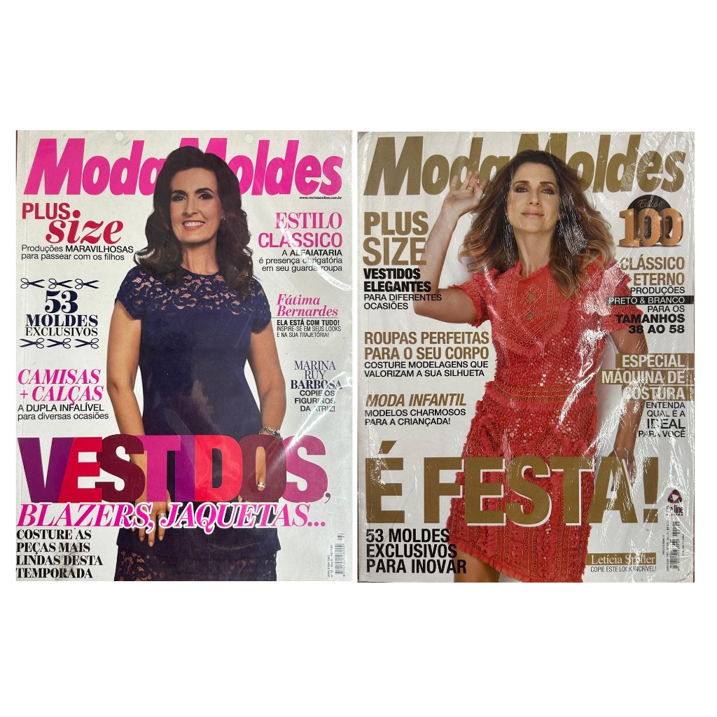 Kit 2 Revistas Moda Moldes Corte Costura Mais De 100 Moldes