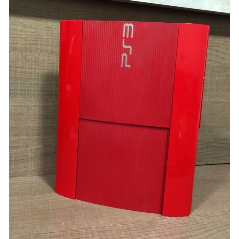 Carcaça vazia completa vermelha ps3 super slim original
